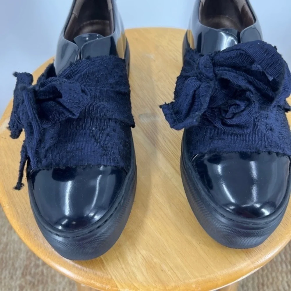 COPY - AGL ATTILIO GIUSTI LEOMBRUNI, NAVY BOW platform slipon sneaker 38.5/8.5